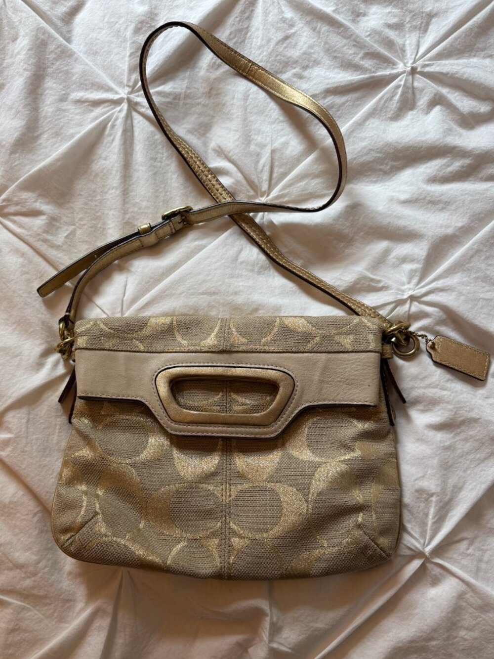 Vintage Coach Convertible Fold-Over Crossbody — Gold Signature — Bonnie Cashin T